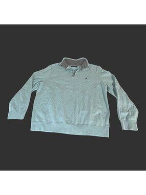 Nautica Quater Zip Teal Blue Turquoise  Mens Sweater Pullover Size L Sweater